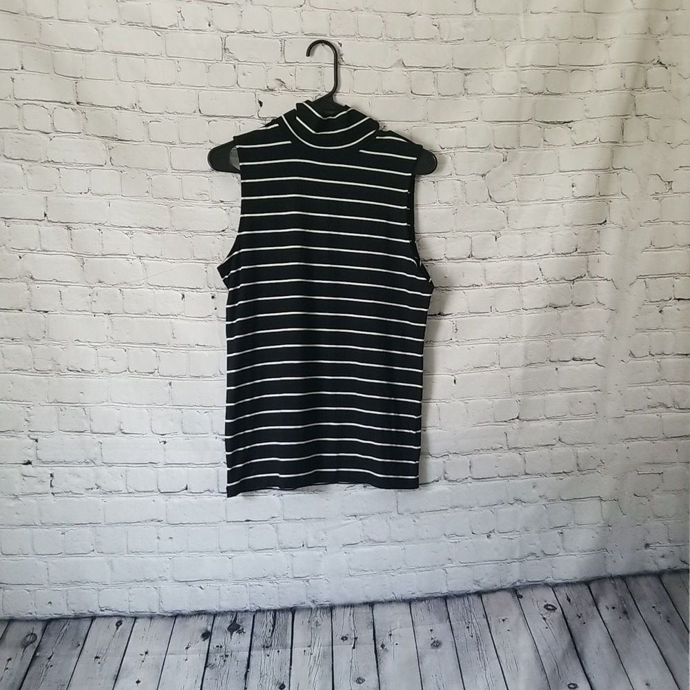 Ralph Lauren Women's Striped Turtle Neck Tank Top Medium